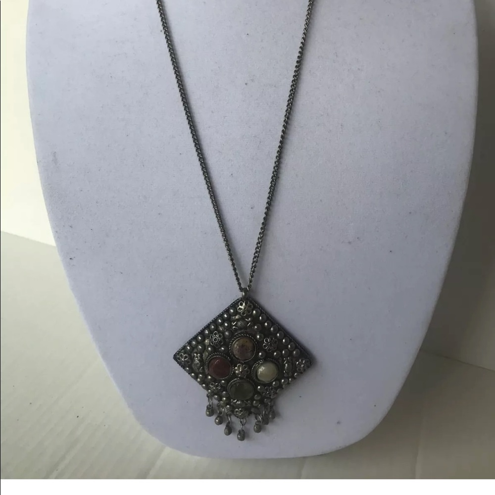 vintage Necklace pewter silver tone necklace